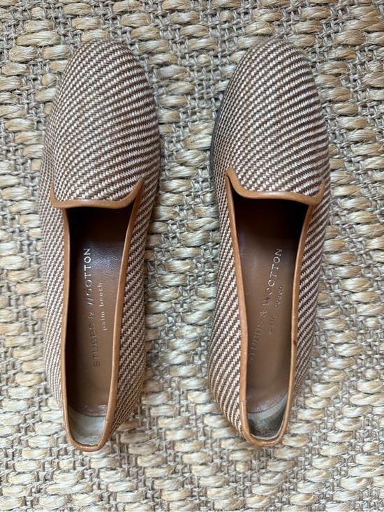 Men’s Stubbs & Wootton Brown and Cream Giraffe-Print Loafers Stubbs & Wootton Loafers Womens 9.5 Beige Leather Velvet  main image 4